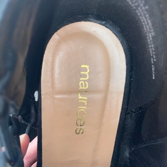 maurices | Tonnie Black Open Toe Zip Up Ankle Wedge With Elastic Opening On Side - Picture 7 of 10